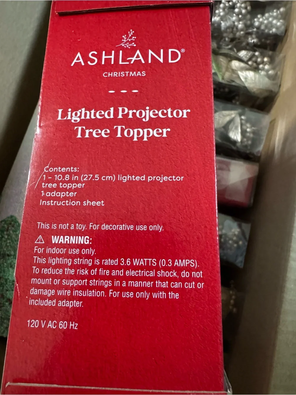 Ashland White Snowflake Lighted Tree Topper with Red Bow